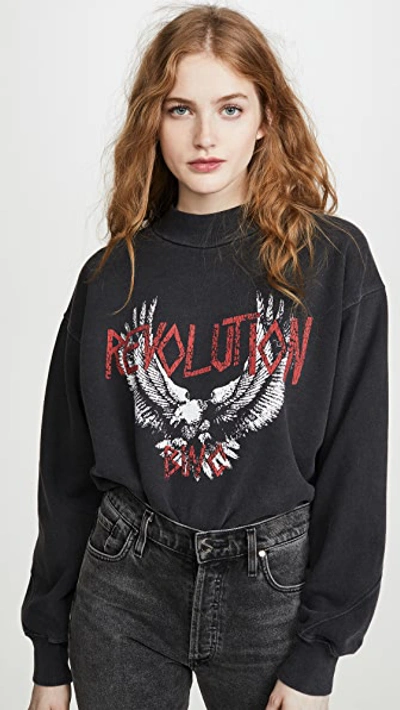 Shop Anine Bing Revolution Sweatshirt In Washed Black