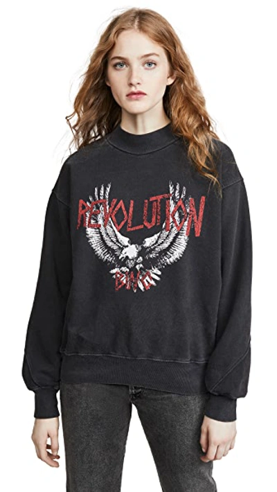 Shop Anine Bing Revolution Sweatshirt In Washed Black