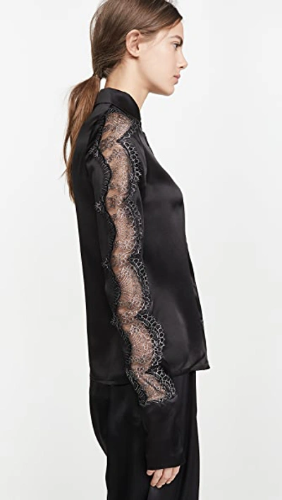 Shop Anais Jourden Black Silk Satin Shirt