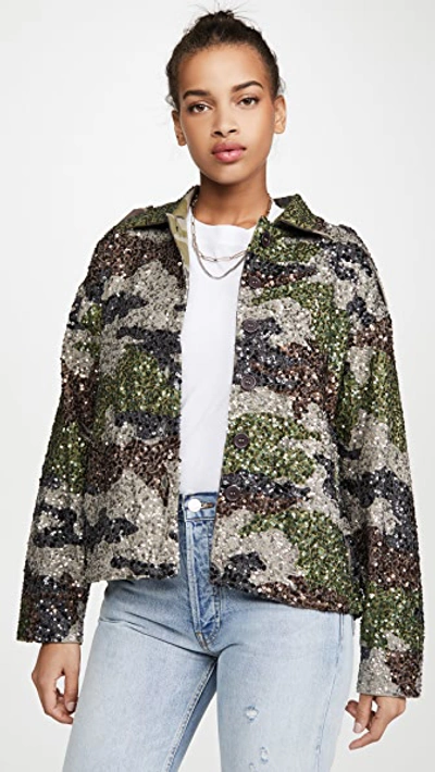 Shop Retroféte Idan Sequin Jacket In Camo