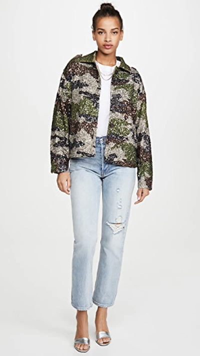 Shop Retroféte Idan Sequin Jacket In Camo