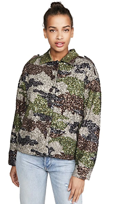 Shop Retroféte Idan Sequin Jacket In Camo