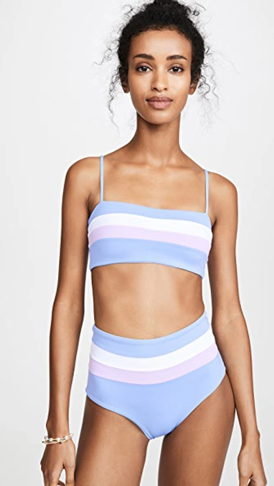 Shop L*space Portia Stripe Bikini Bottoms In Peri Blue/white/lilac