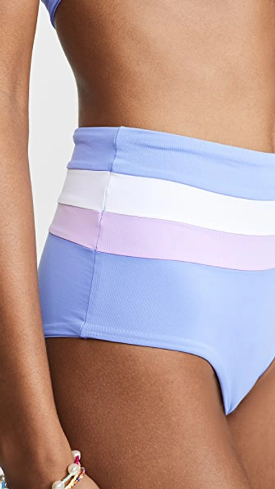 Shop L*space Portia Stripe Bikini Bottoms In Peri Blue/white/lilac