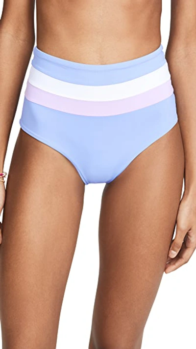 Shop L*space Portia Stripe Bikini Bottoms In Peri Blue/white/lilac