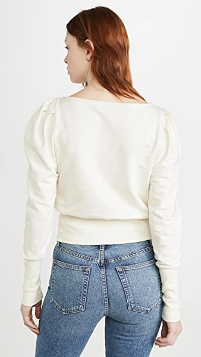 Shop Ag Walker Puff Sleeve Sweatshirt In Ivory Dust