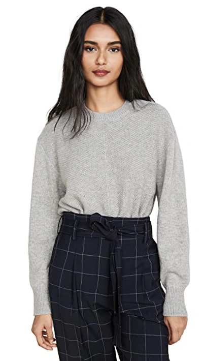 Shop Jason Wu Crew Neck Waffle Knit In Grey Melange