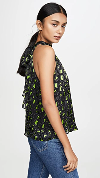 Shop Alice And Olivia Kinsley Gathered Halter Top In Abstract Leo Electric Green