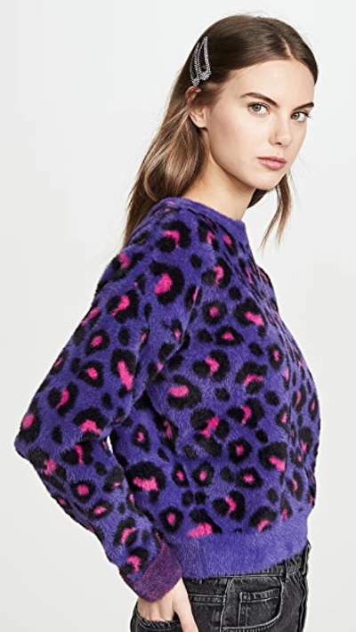 Shop For Love & Lemons Marielle Leopard Sweater In Purple