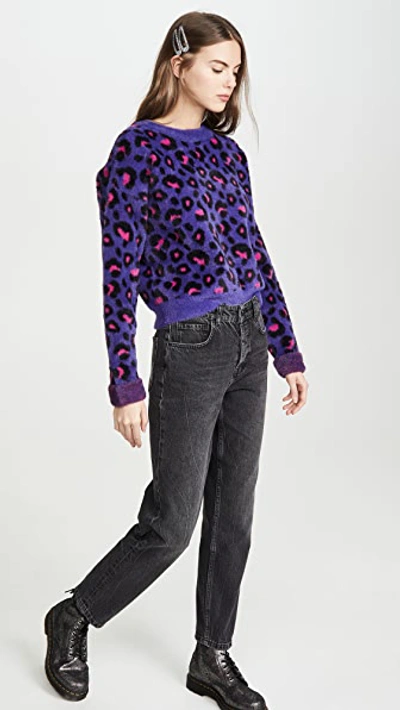 Shop For Love & Lemons Marielle Leopard Sweater In Purple