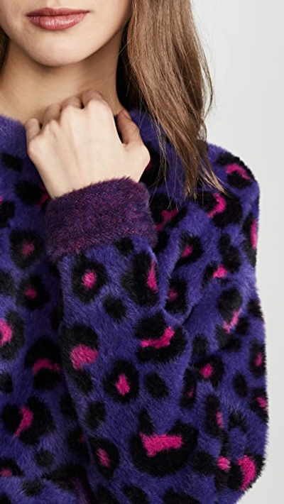 Shop For Love & Lemons Marielle Leopard Sweater In Purple