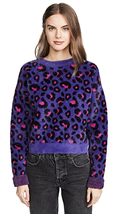 Shop For Love & Lemons Marielle Leopard Sweater In Purple