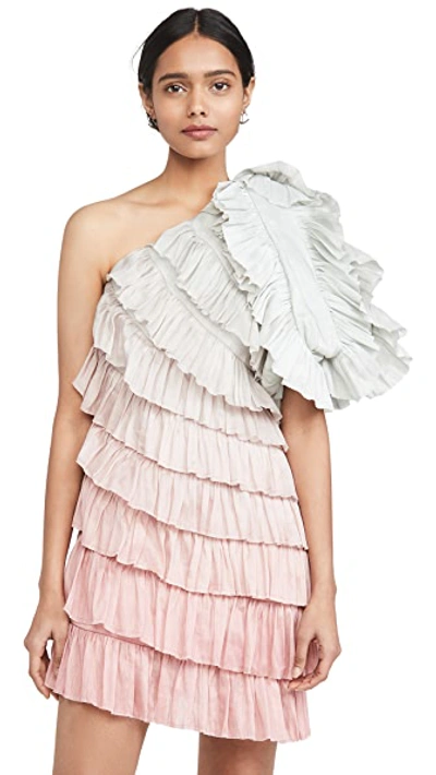 Shop Aje Salt Lake Plume Dress In Galah Ombre