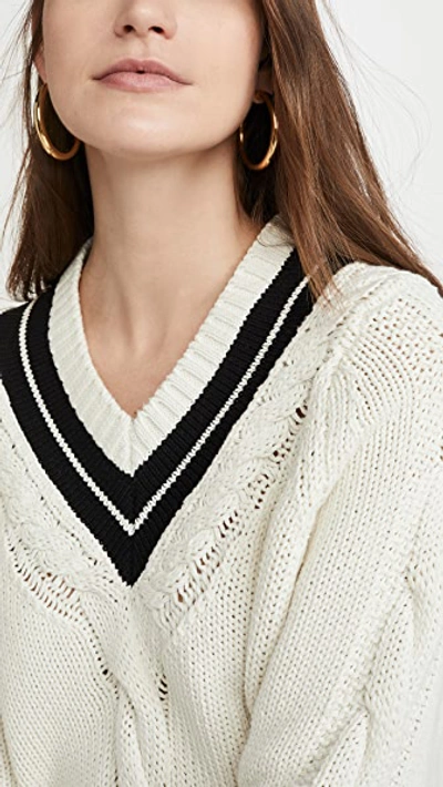 Shop Re/done 90s Recycled Tennis Sweater In Ivory & Black