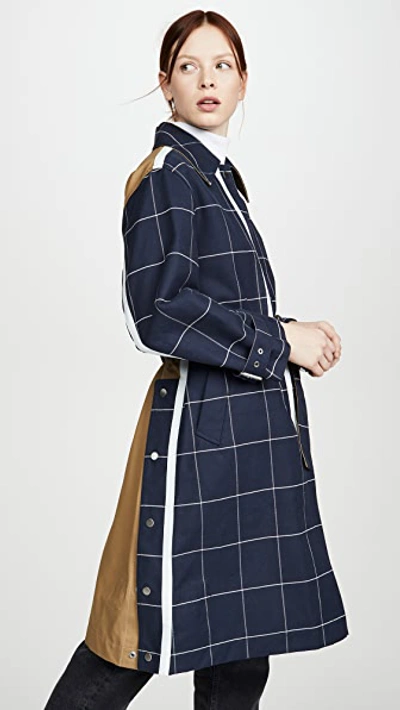 Shop 3.1 Phillip Lim / フィリップ リム Window Pane Trench With Side Slit In Navy/ivory
