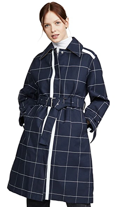 Shop 3.1 Phillip Lim / フィリップ リム Window Pane Trench With Side Slit In Navy/ivory