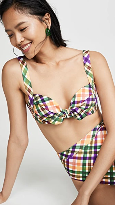 Shop Montce Kayla Bikini Top In Summer Plaid