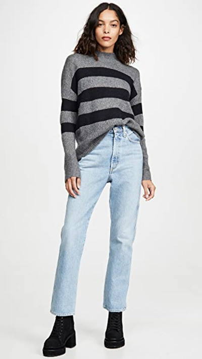 Shop Rails Elise Cashmere Sweater In Charcoal/midnight Stripe