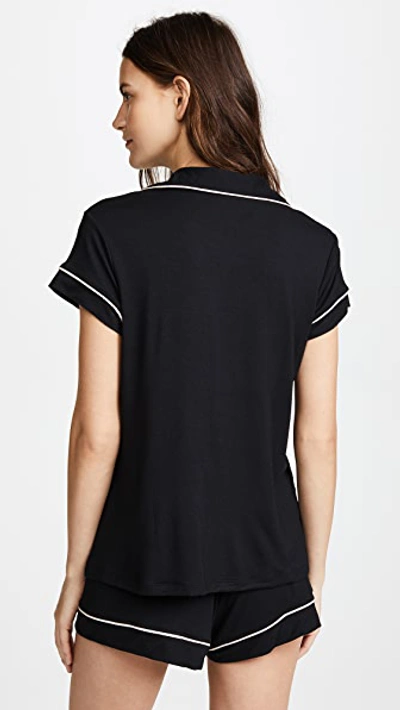 Eberjey Gisele Relaxed Jersey Knit Short Pajamas In Black/sorbet Pink