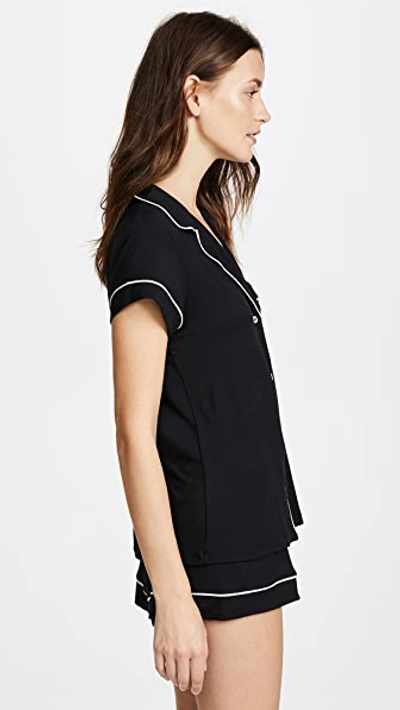 Eberjey Gisele Relaxed Jersey Knit Short Pajamas In Black/sorbet Pink