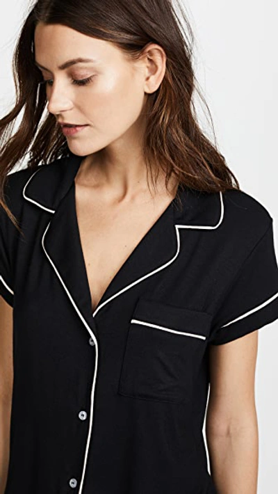 Eberjey Gisele Relaxed Jersey Knit Short Pajamas In Black/sorbet Pink