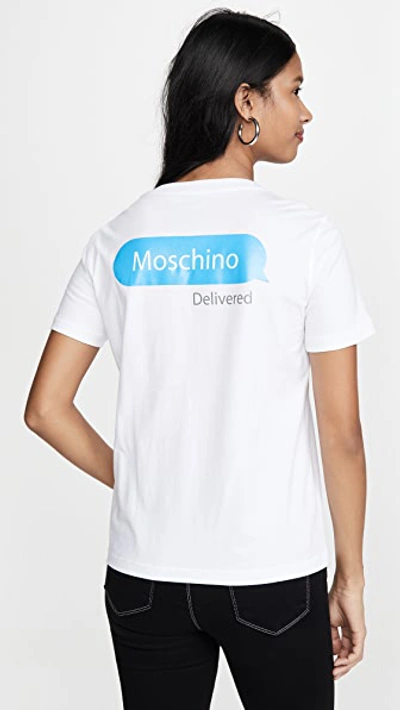 Shop Moschino Text T-shirt In Fantasy Print White