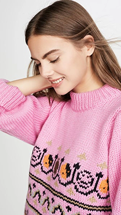 Shop Ganni Hand Knit Wool Sweater In Multicolor