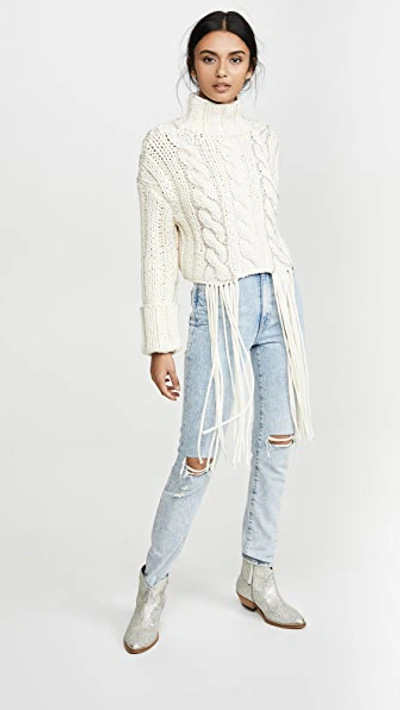 Cropped Cable Knit Sweater