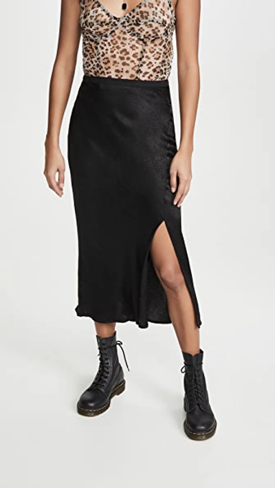 Shop Anine Bing Dolly Skirt In Black Snake Print