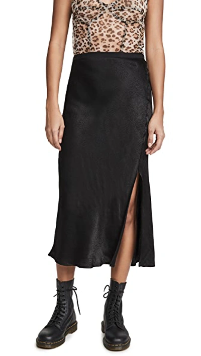 Shop Anine Bing Dolly Skirt In Black Snake Print