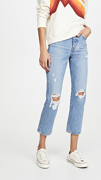 levis high waisted ripped jeans