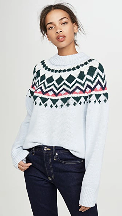 Tory Burch PERFORMANCE MERINO FAIR ISLE SWEATER $298 Size M 