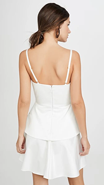 Shop Brandon Maxwell Bustier Mini Dress With Peplum In White