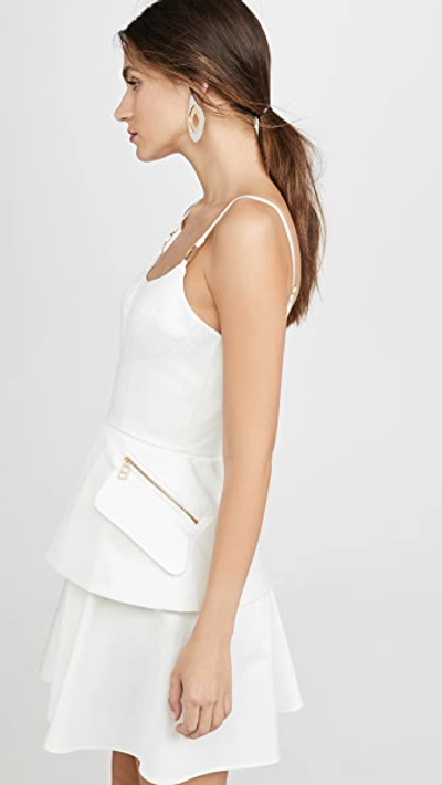 Shop Brandon Maxwell Bustier Mini Dress With Peplum In White