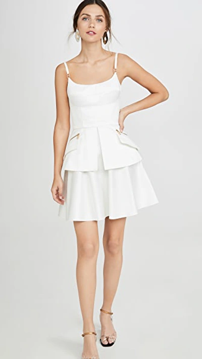 Shop Brandon Maxwell Bustier Mini Dress With Peplum In White