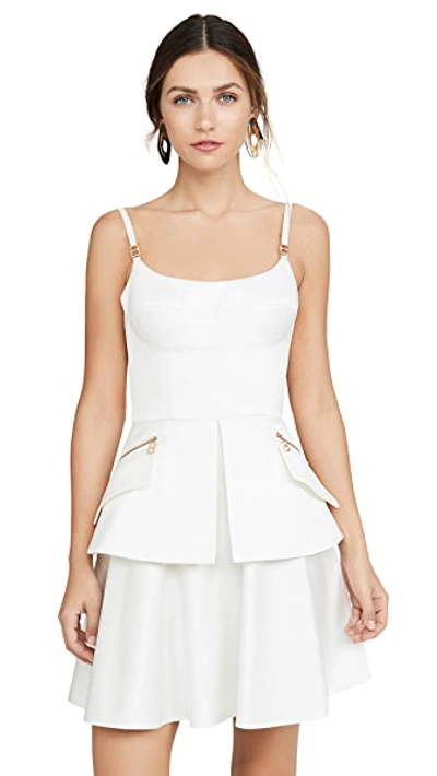 Shop Brandon Maxwell Bustier Mini Dress With Peplum In White