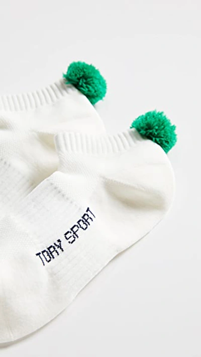 Shop Tory Sport Compression Performance Pom Pom Socks In Snow White/vineyard