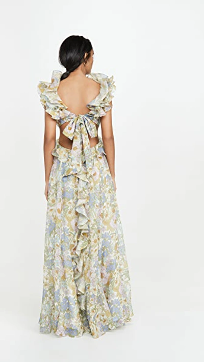 Shop Zimmermann Super Eight Ruffle Gown In Blue Meadow