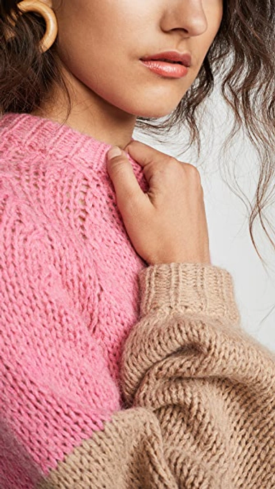 Shop Demylee Imogen Sweater In Hot Pink/camel