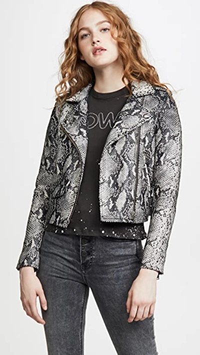 Ami Leather Snake Embossed Jacket