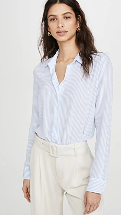 Shop Equipment Essential Blouse In Serenity/bright White