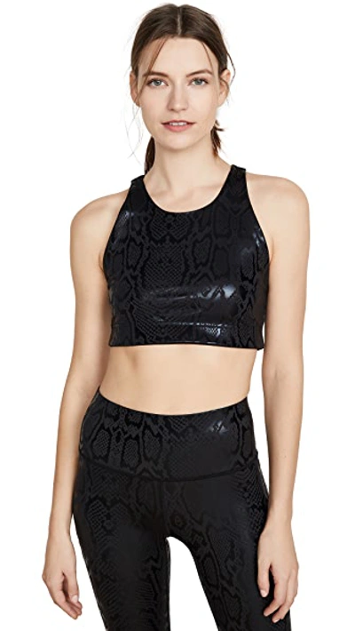 Shop Terez Reversible Foil Bra In Black Snakeskin Foil/black