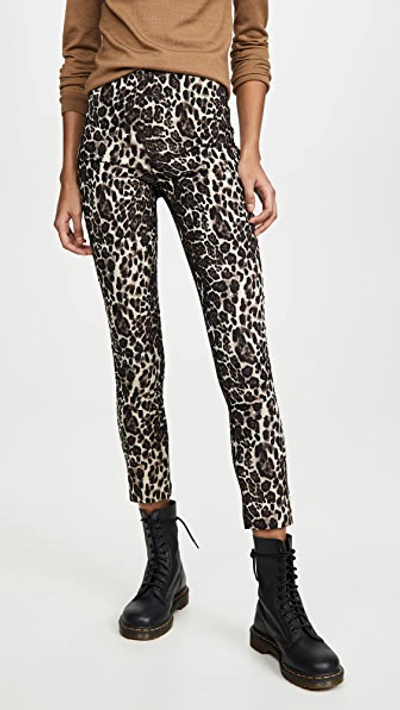 Shop Alice And Olivia Conley High Waist Slim Leg Pants In Brown Multi