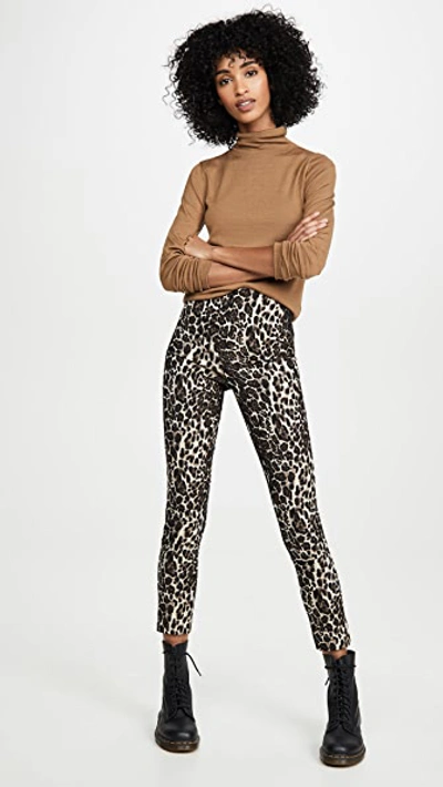 Shop Alice And Olivia Conley High Waist Slim Leg Pants In Brown Multi