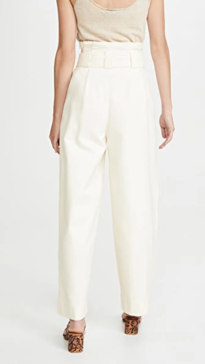 Shop Ganni Chino Trousers In Egret