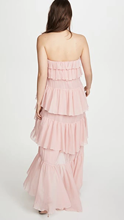 Shop Giambattista Valli Strapless Tiered Gown In Powder Rose