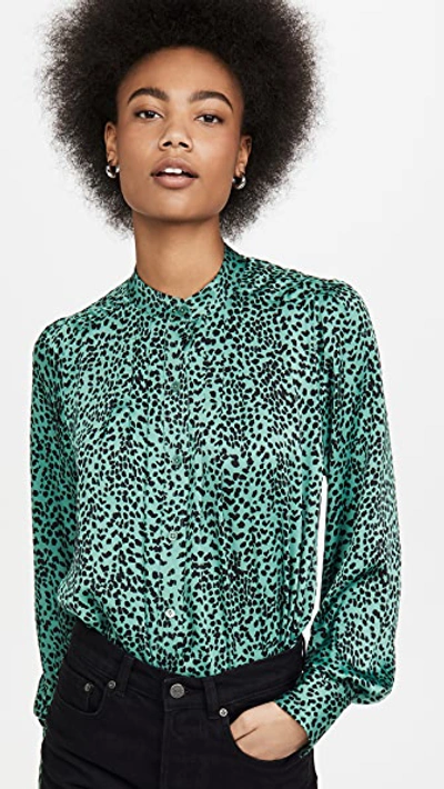 Shop Equipment Perce Blouse In Moroccan Jade/true Black