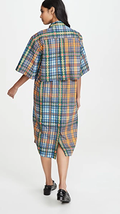 Shop Toga Broad Check Dress In Blue