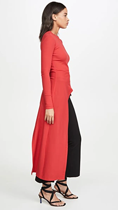 Shop Rosetta Getty Long Sleeve Split Apron T-shirt In Rouge