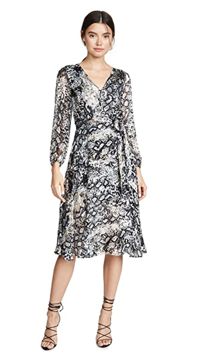 Shop Alice And Olivia Coco Plunging V Neck Dress In Black Multi